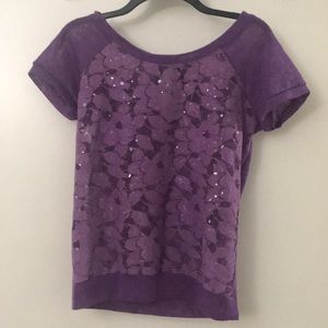 Purple shirt with lacy front and sequins